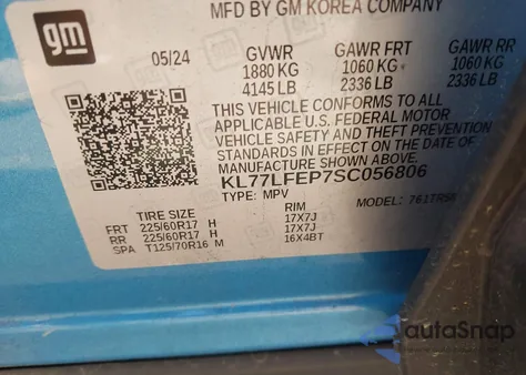 2025 Chevrolet Trax Fwd Ls from USA, damaged, VIN KL77LFEP7SC056806